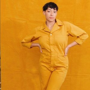 XXS Big Bud Press mustard yellow jumpsuit